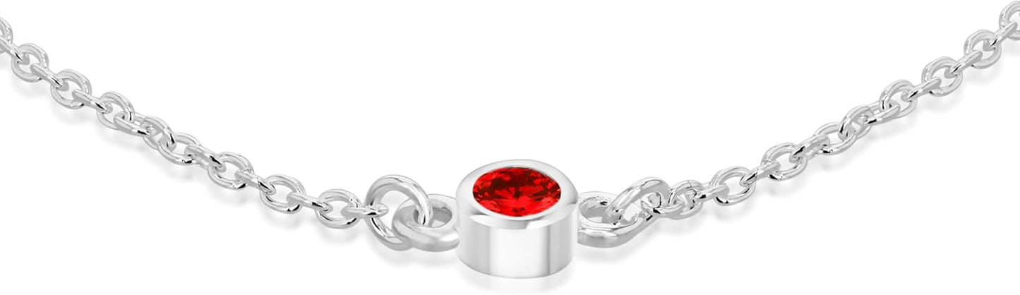 Bracelet Réglable En Argent Sterling Avec Pierre De Naissance