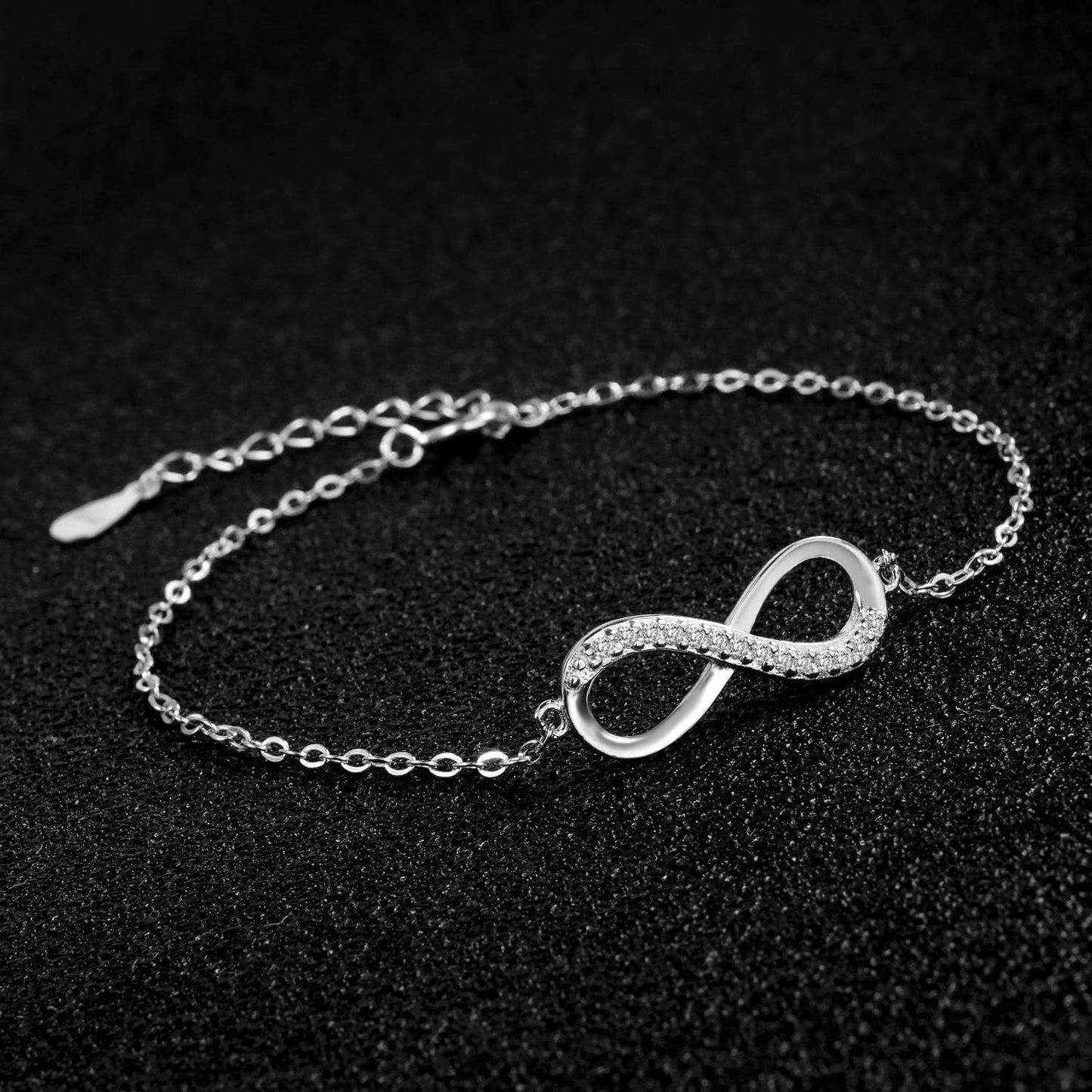 Bracelet Bijoux En Argent Sterling Zircone Cubique 925 Pour Femmes, Infinity Symbol Love Cadeau Pour L'Anniversaire De Noël Saint Valentin