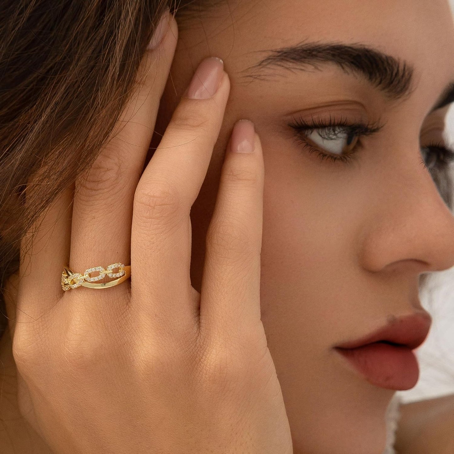 HEEYA Bague Femme Réglable En Argent 925, Sertie De Zirconium Cubique 5A Design Corde Torsadée, Anneau Éternité Avec Boîte Cadeau