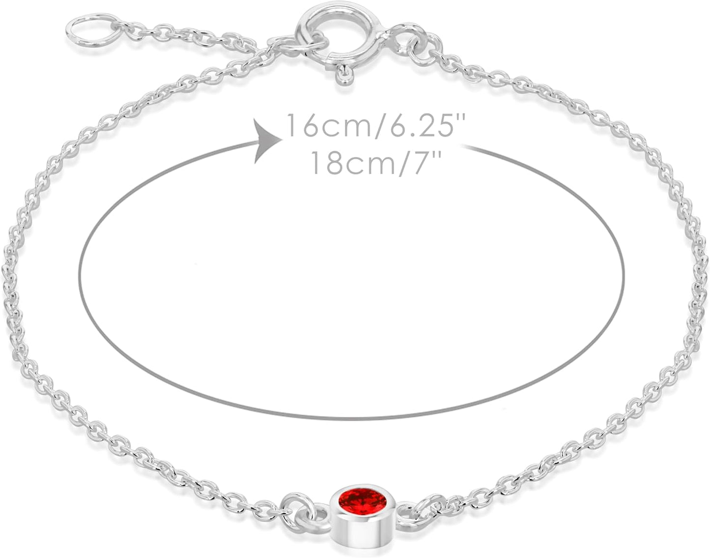 Bracelet Réglable En Argent Sterling Avec Pierre De Naissance