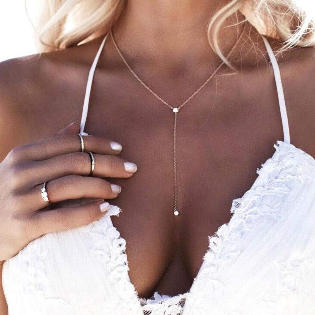 Collier En Y Bohème Simple Avec Pendentif En Strass Pour Femmes Et Filles
