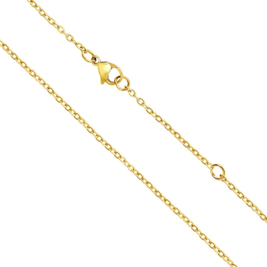 OSTAN Chaîne Maille Forçat Dorée Pour Femme - Largeur 1,4 Mm - Longueur 40-100 Cm + 5 Cm