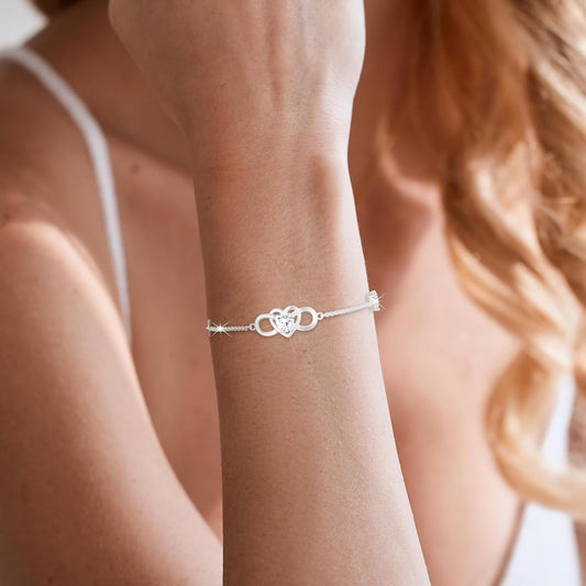 Diorra Bracelets Pour Femme, Argent 925 Infini Bracelet D’Amour Femme Bijoux Cadeau Infinity Heart Bracelets