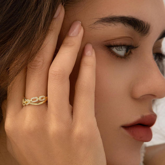 HEEYA Bague Femme Réglable En Argent 925, Sertie De Zirconium Cubique 5A Design Corde Torsadée, Anneau Éternité Avec Boîte Cadeau
