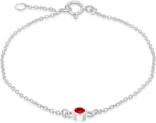 Bracelet Réglable En Argent Sterling Avec Pierre De Naissance